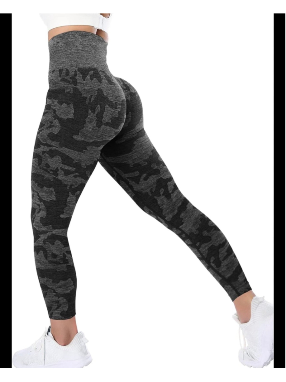 NVGTN Camo Seamless Leggings Size Medium Grey Black High Rise Workout Gym Contou